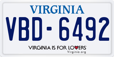 VA license plate VBD6492