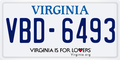VA license plate VBD6493