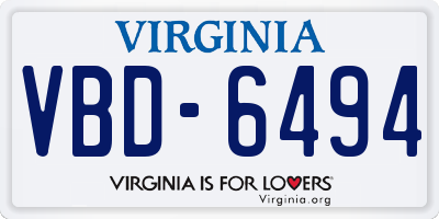 VA license plate VBD6494