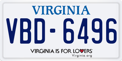 VA license plate VBD6496
