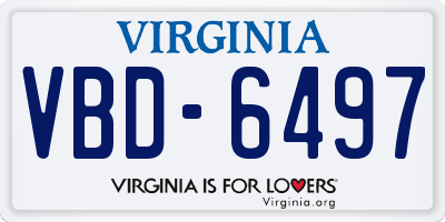 VA license plate VBD6497