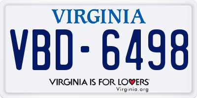 VA license plate VBD6498