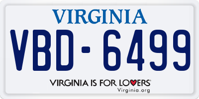 VA license plate VBD6499