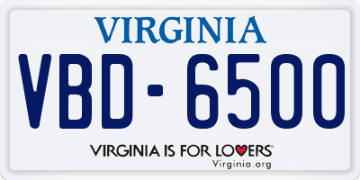 VA license plate VBD6500