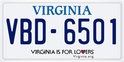 VA license plate VBD6501
