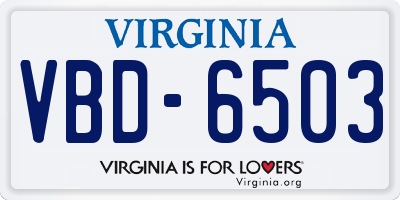 VA license plate VBD6503