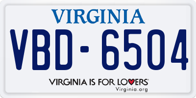 VA license plate VBD6504