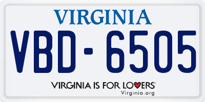 VA license plate VBD6505