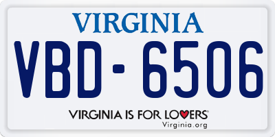 VA license plate VBD6506