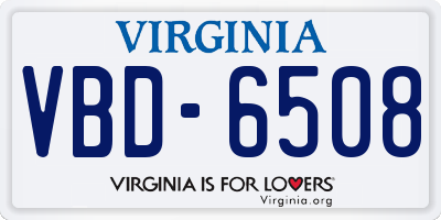 VA license plate VBD6508