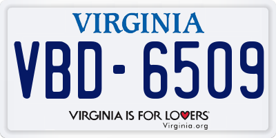 VA license plate VBD6509