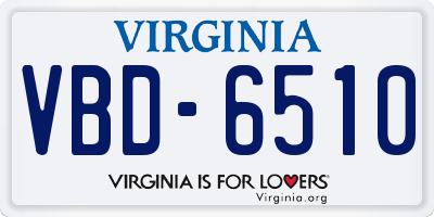 VA license plate VBD6510