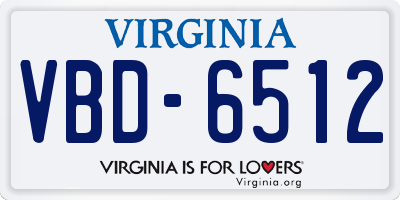 VA license plate VBD6512