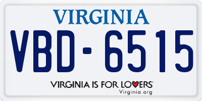 VA license plate VBD6515