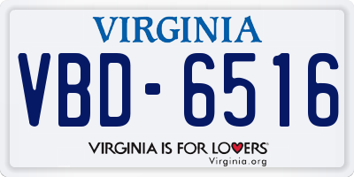 VA license plate VBD6516
