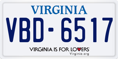 VA license plate VBD6517
