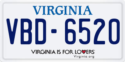 VA license plate VBD6520