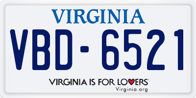 VA license plate VBD6521