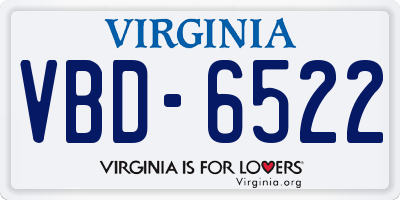 VA license plate VBD6522