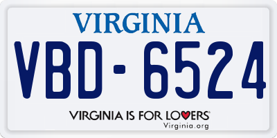 VA license plate VBD6524