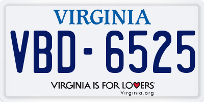 VA license plate VBD6525
