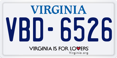 VA license plate VBD6526