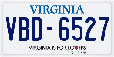 VA license plate VBD6527