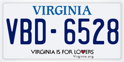 VA license plate VBD6528
