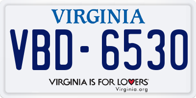 VA license plate VBD6530