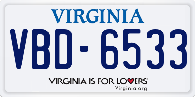 VA license plate VBD6533