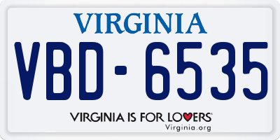 VA license plate VBD6535