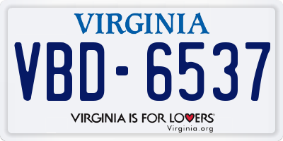 VA license plate VBD6537