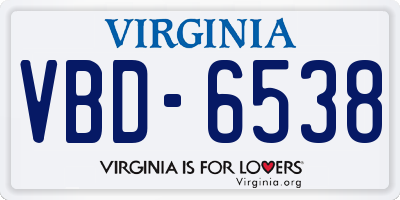 VA license plate VBD6538