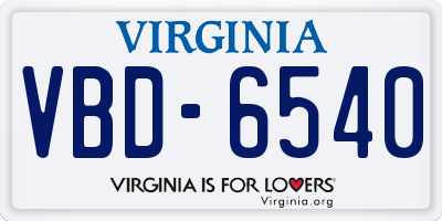 VA license plate VBD6540