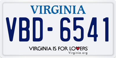 VA license plate VBD6541