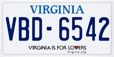VA license plate VBD6542