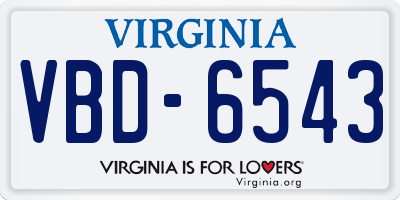 VA license plate VBD6543