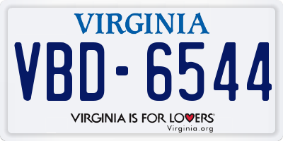 VA license plate VBD6544