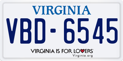 VA license plate VBD6545