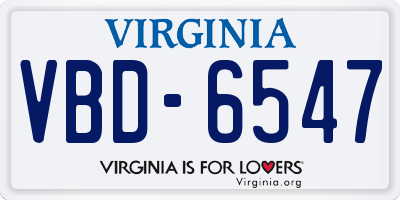 VA license plate VBD6547
