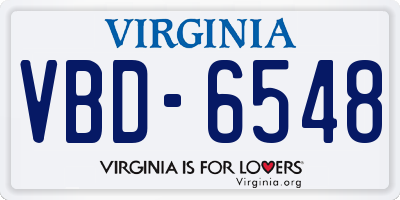 VA license plate VBD6548