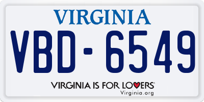 VA license plate VBD6549