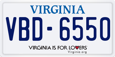 VA license plate VBD6550