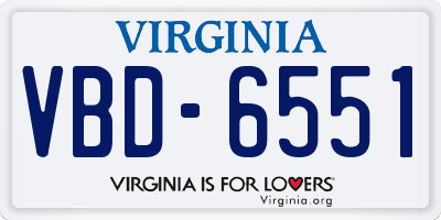 VA license plate VBD6551