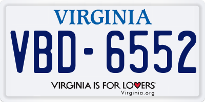 VA license plate VBD6552