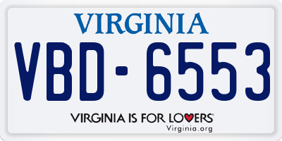VA license plate VBD6553