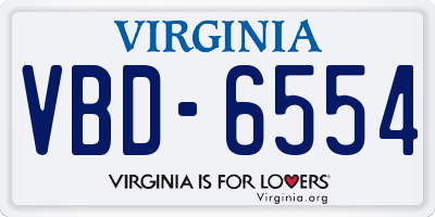 VA license plate VBD6554