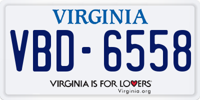 VA license plate VBD6558