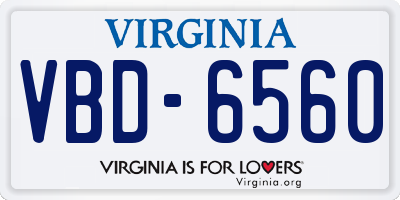 VA license plate VBD6560