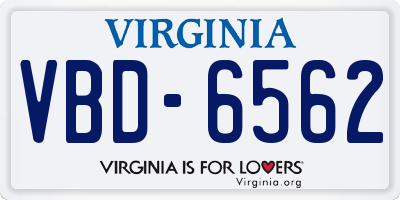 VA license plate VBD6562